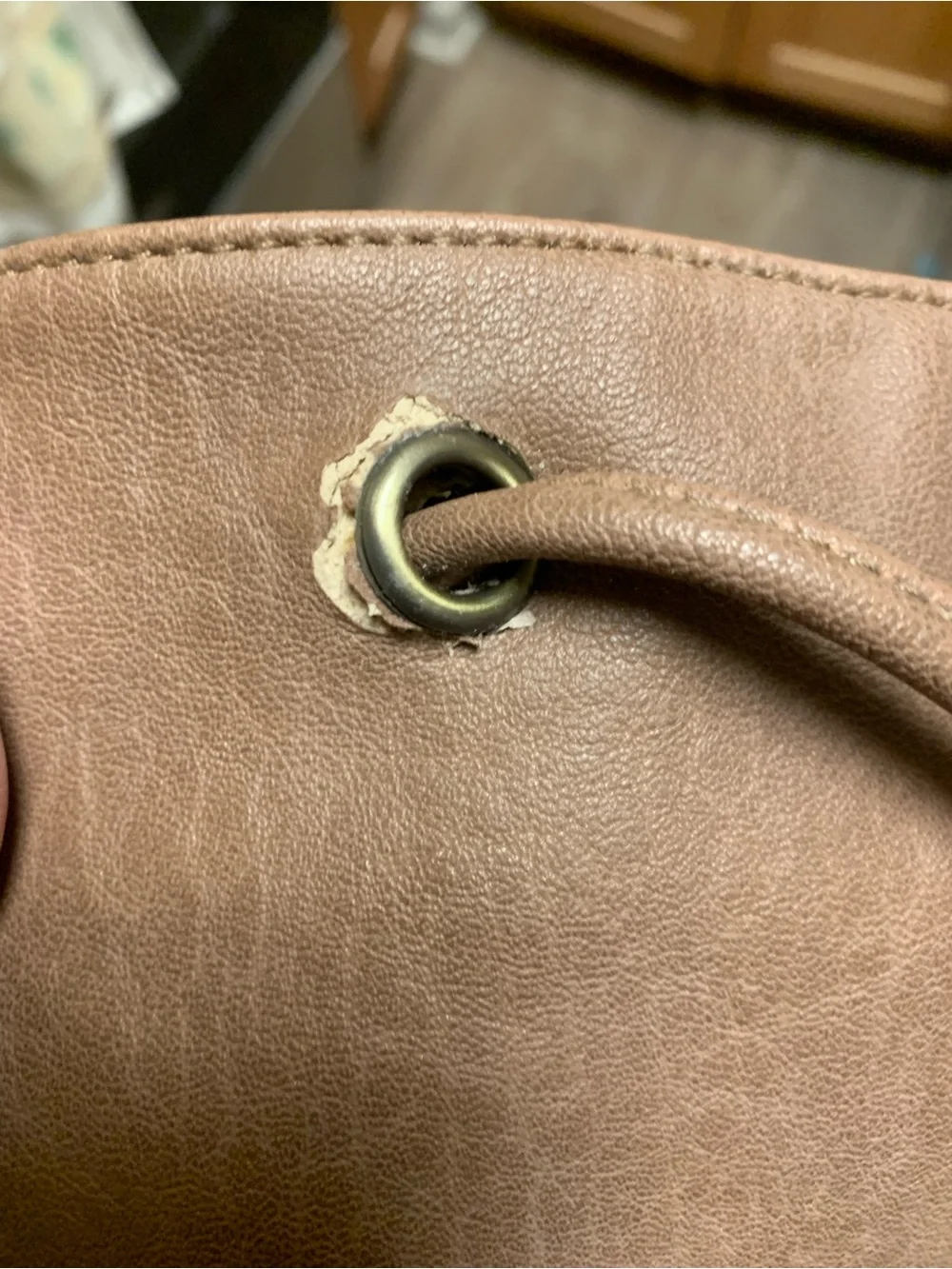 Brown Faux Leather Backpack with Front Pockets